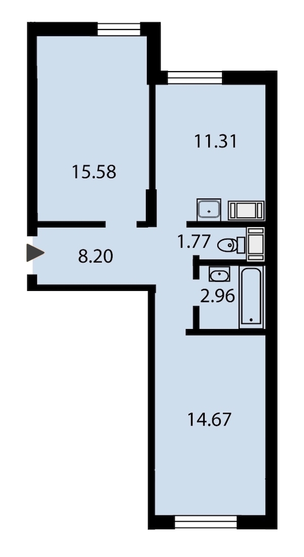 2-комнатная, 54 м² — ЖК ЖК Звездный дуэт