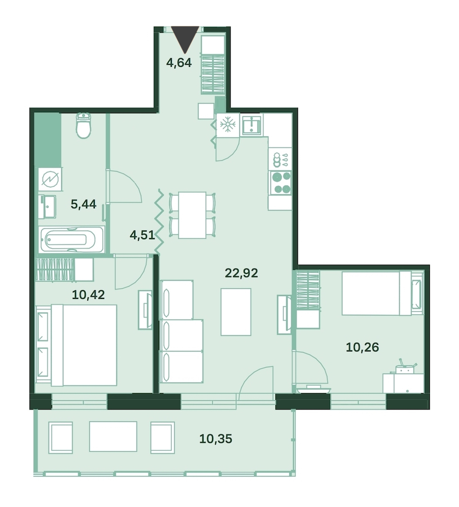 2-комнатная, 61 м² — ЖК ЖК Магнифика Резиденс (Magnifika Residence)