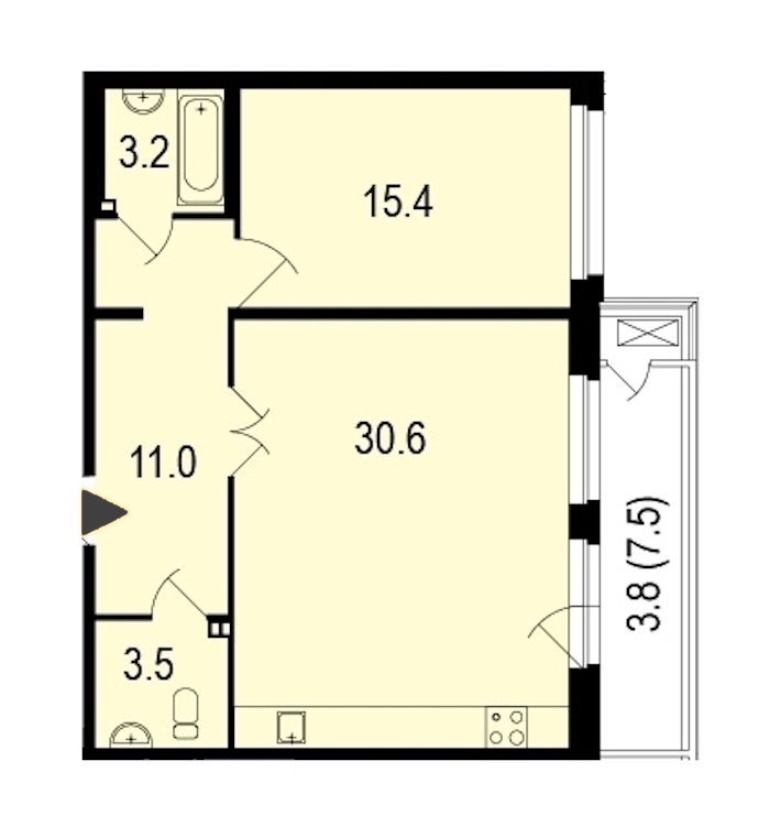 1-комнатная, 68 м² — ЖК ЖК Жемчужный берег