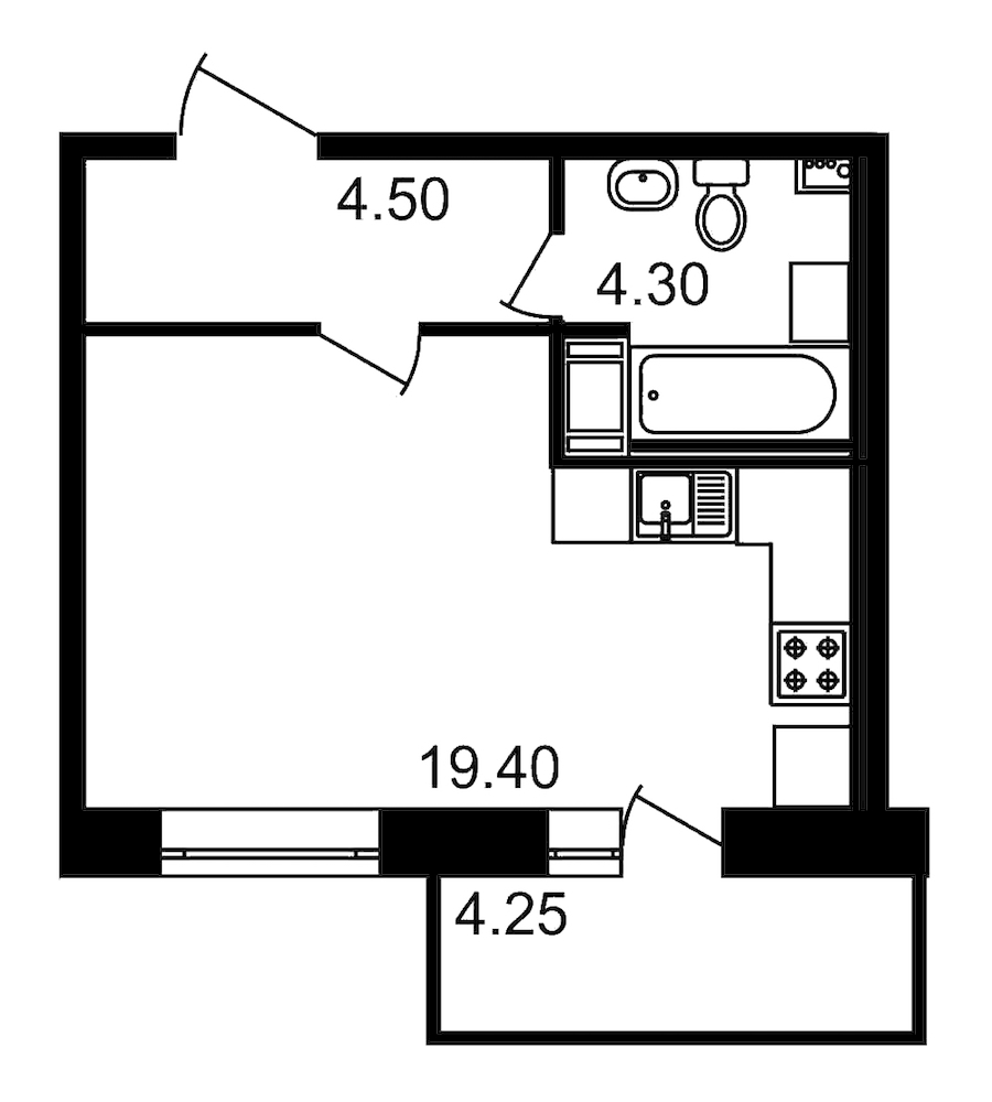 Студия, 32 м² — ЖК ЖК Елизаровский