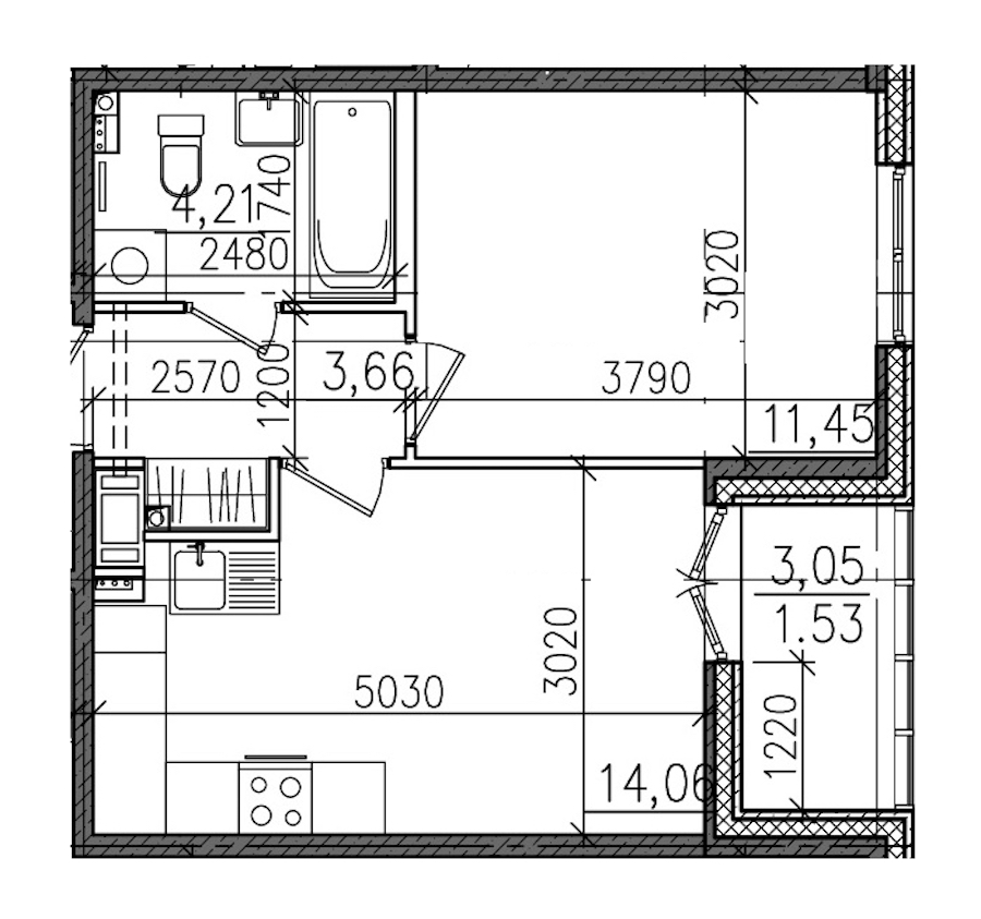 1-комнатная, 35 м² — ЖК ЖК Янила Драйв
