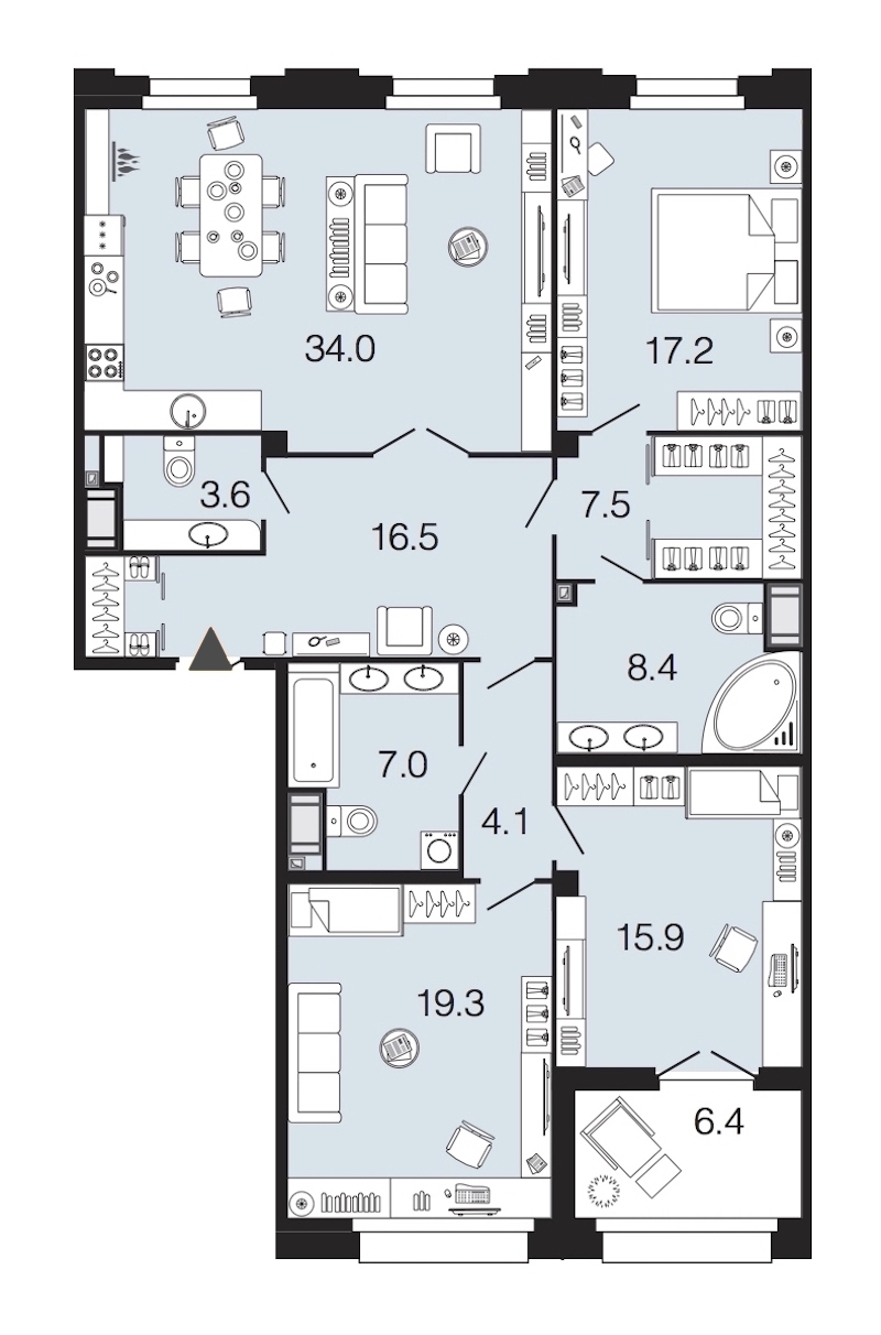 3-комнатная, 134 м² — ЖК ЖК Futurist (Футурист)