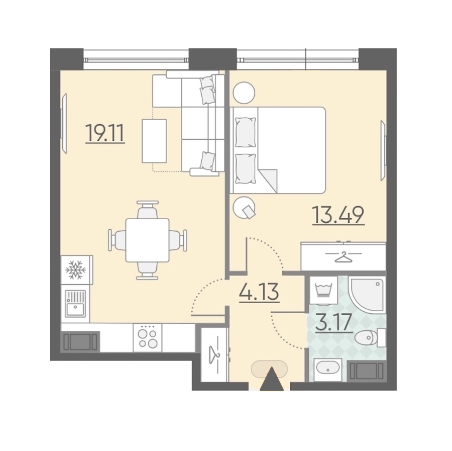 1-комнатная, 40 м² — ЖК Апарт-комплекс Neopark (Неопарк)