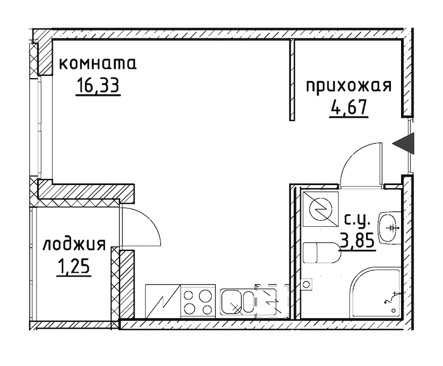 Студия, 26 м² — ЖК ЖК Айди Кудрово (ID Kudrovo)