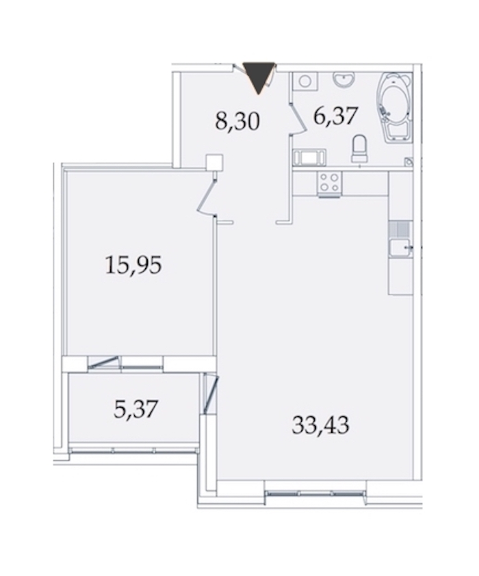 1-комнатная, 70 м² — ЖК МФК Аватар (МФК Avatar)