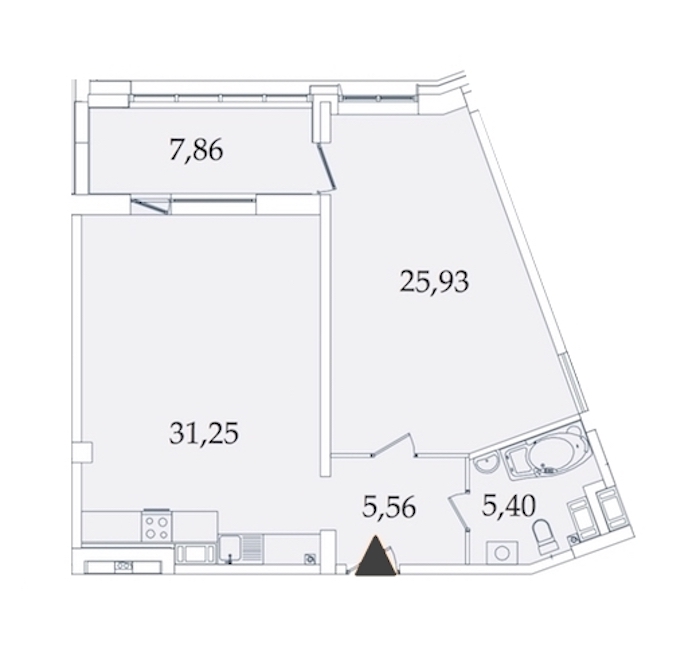 1-комнатная, 76 м² — ЖК МФК Аватар (МФК Avatar)
