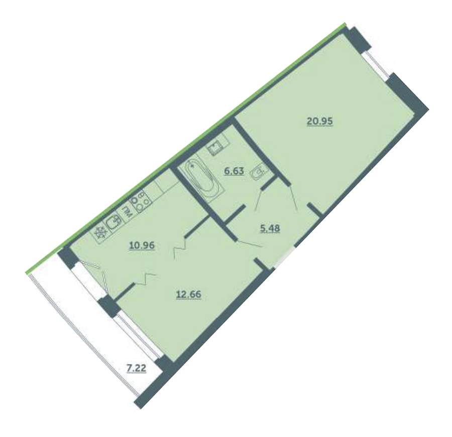 1-комнатная, 59 м² — ЖК ЖК Лахта Парк