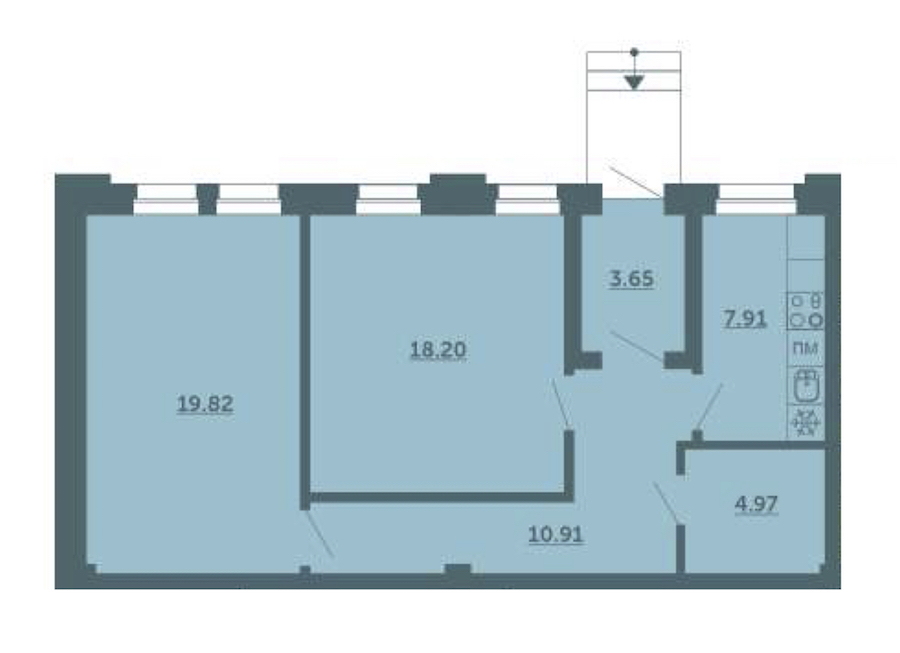 2-комнатная, 66 м² — ЖК ЖК Лахта Парк