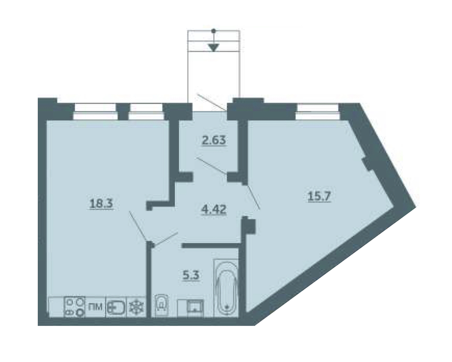 1-комнатная, 46 м² — ЖК ЖК Лахта Парк