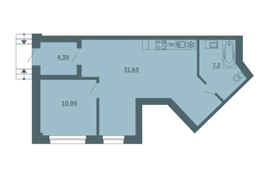 1-комнатная, 54 м² — ЖК ЖК Лахта Парк