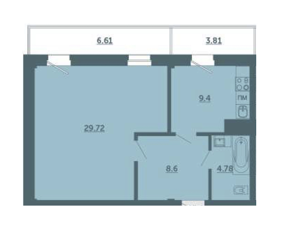 1-комнатная, 56 м² — ЖК ЖК Лахта Парк