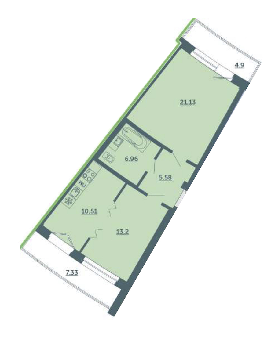 1-комнатная, 61 м² — ЖК ЖК Лахта Парк
