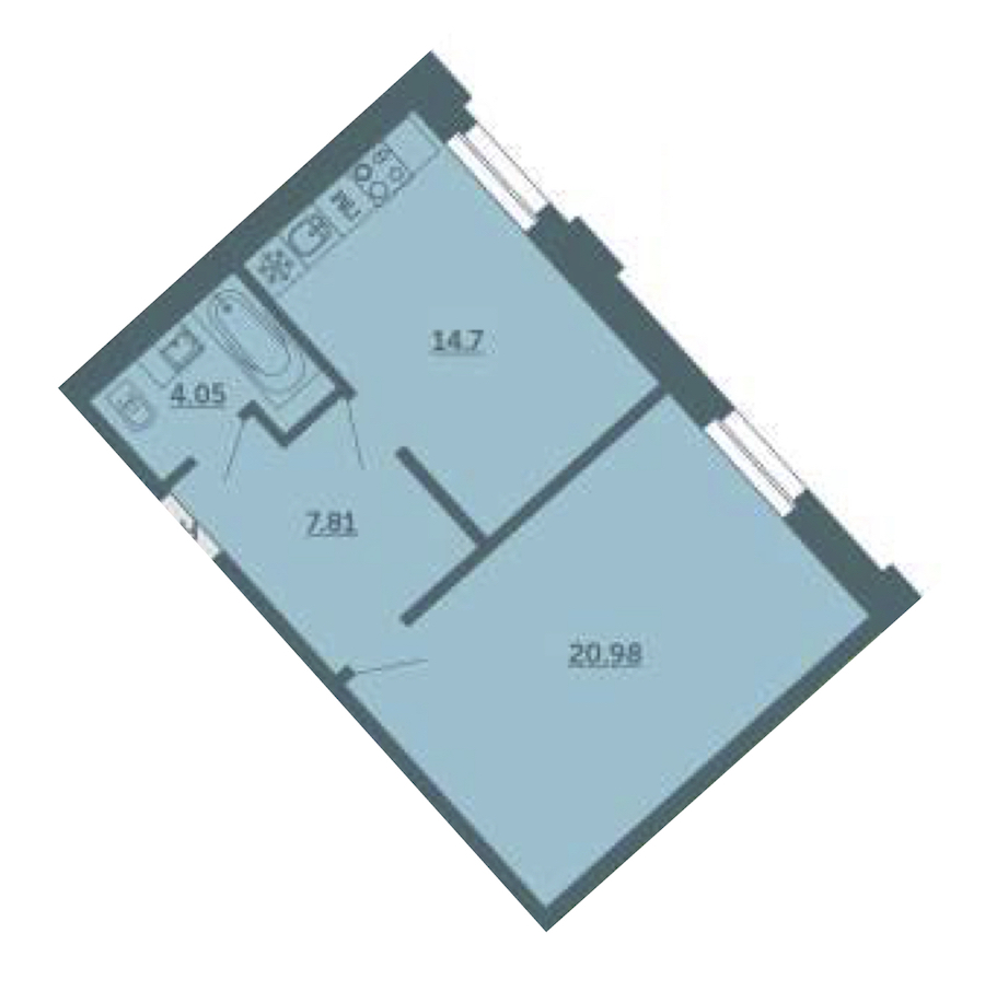 1-комнатная, 48 м² — ЖК ЖК Лахта Парк