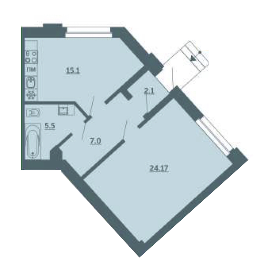 1-комнатная, 54 м² — ЖК ЖК Лахта Парк
