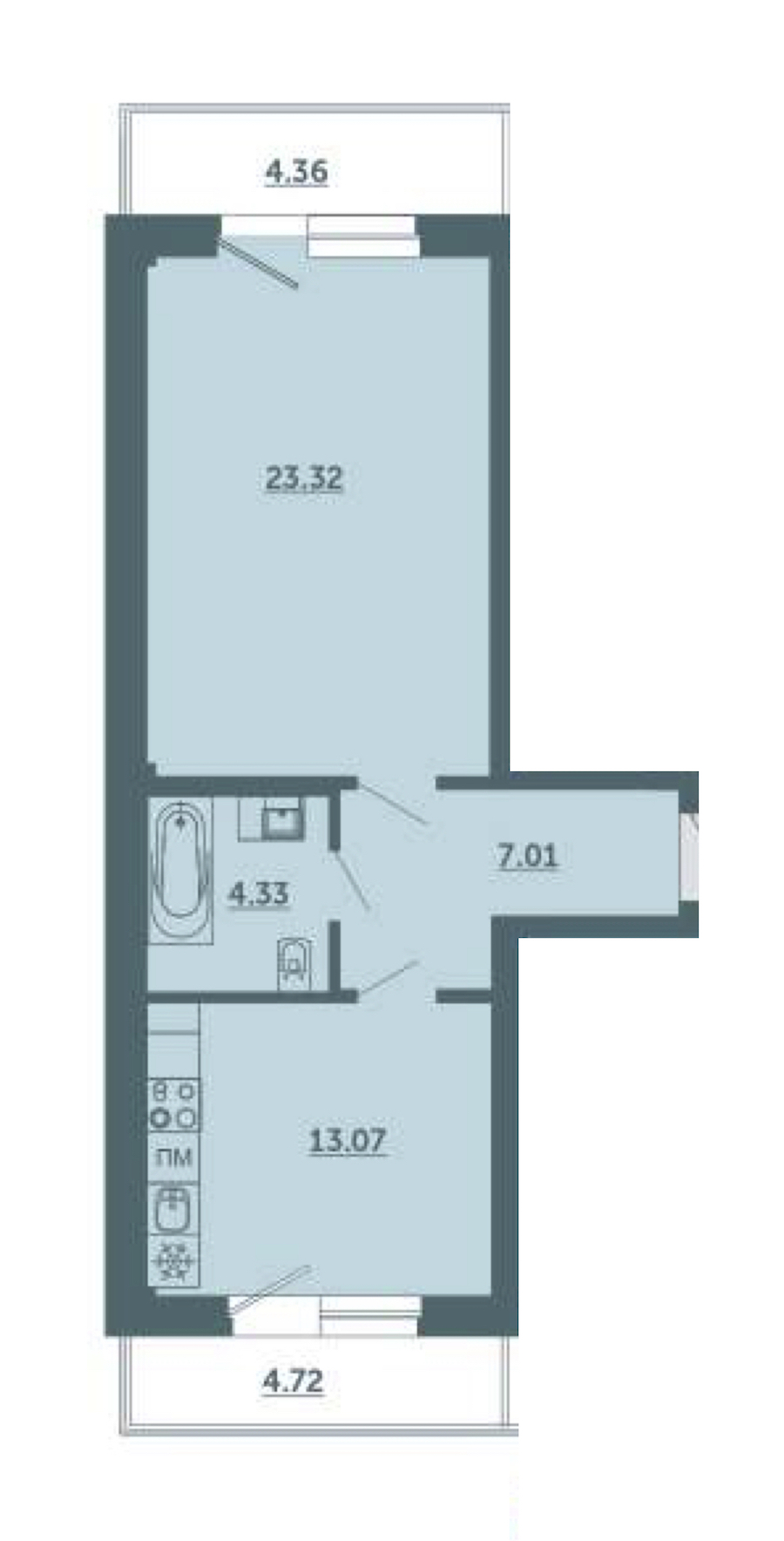 1-комнатная, 51 м² — ЖК ЖК Лахта Парк
