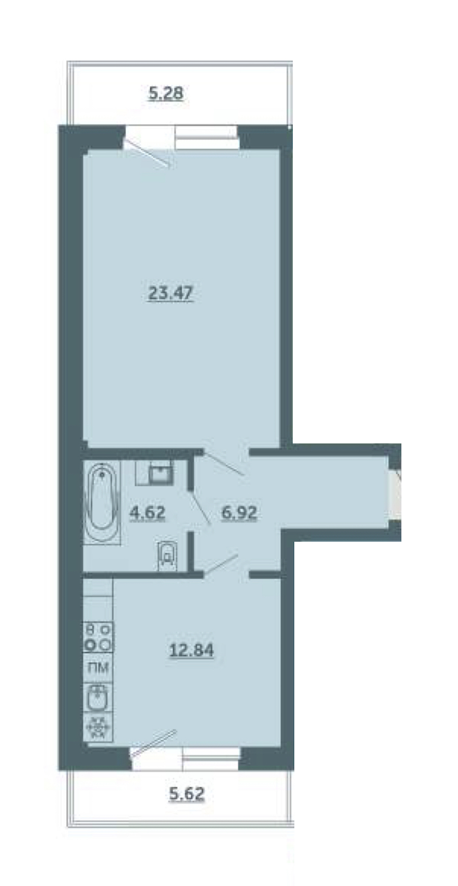 1-комнатная, 51 м² — ЖК ЖК Лахта Парк