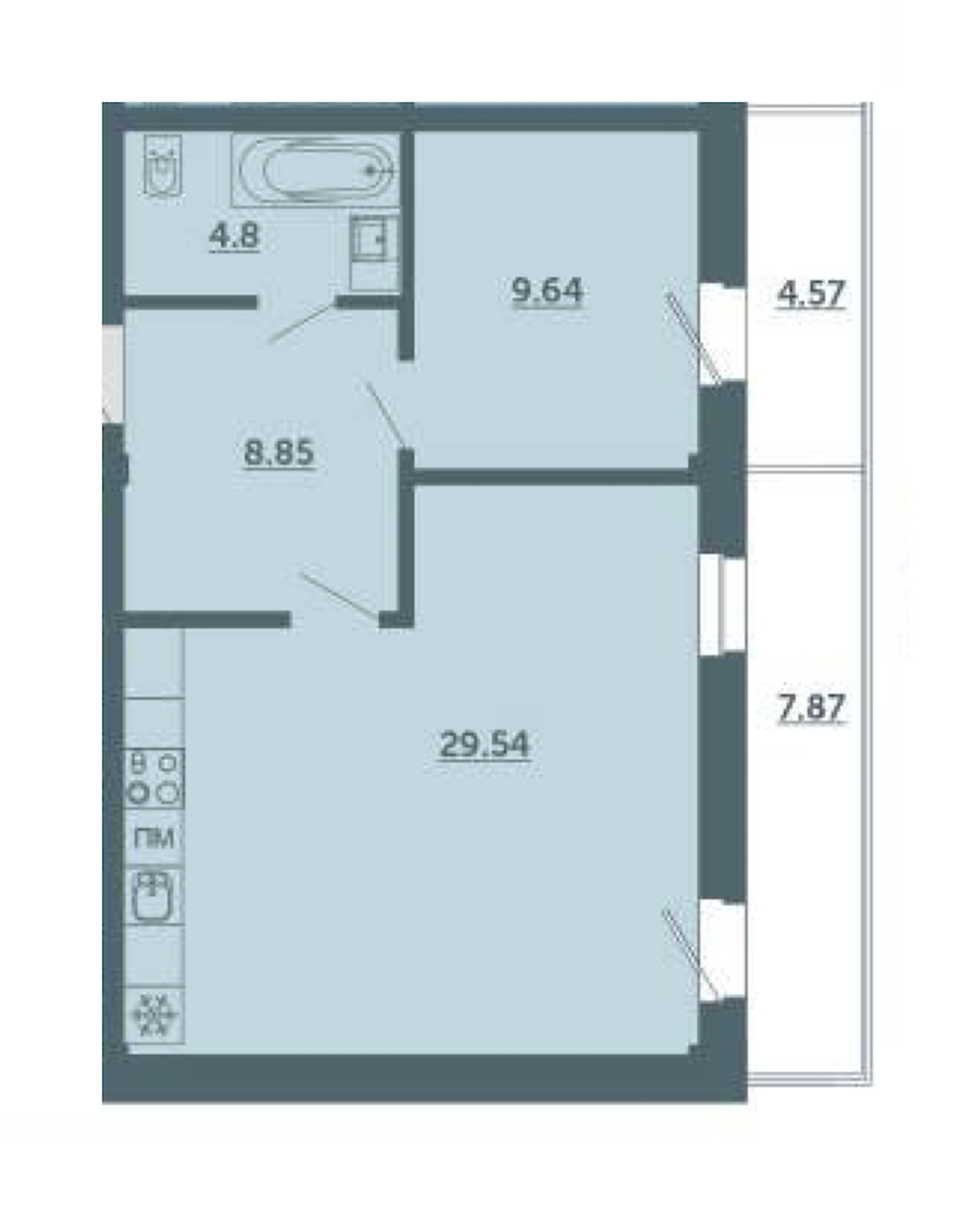 1-комнатная, 57 м² — ЖК ЖК Лахта Парк