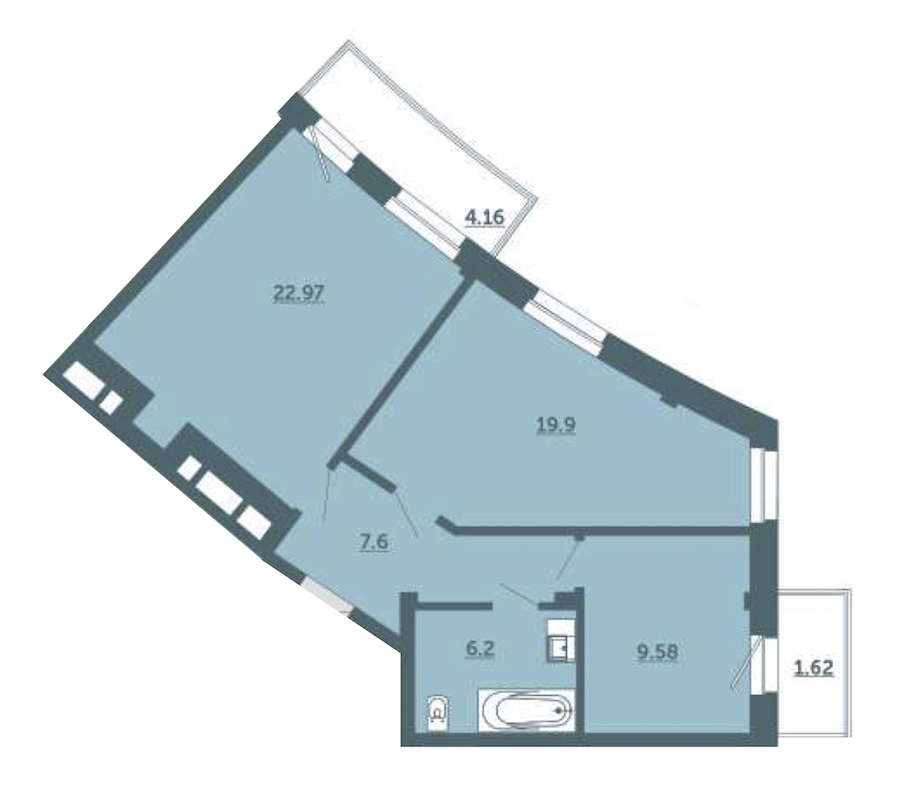 2-комнатная, 68 м² — ЖК ЖК Лахта Парк