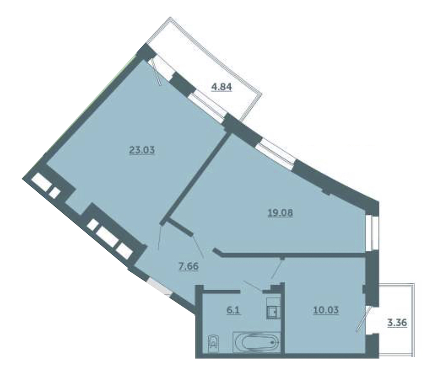 2-комнатная, 68 м² — ЖК ЖК Лахта Парк