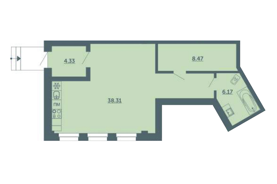 Студия, 57 м² — ЖК ЖК Лахта Парк