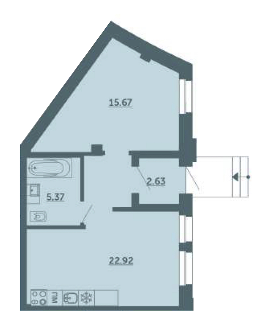 1-комнатная, 47 м² — ЖК ЖК Лахта Парк