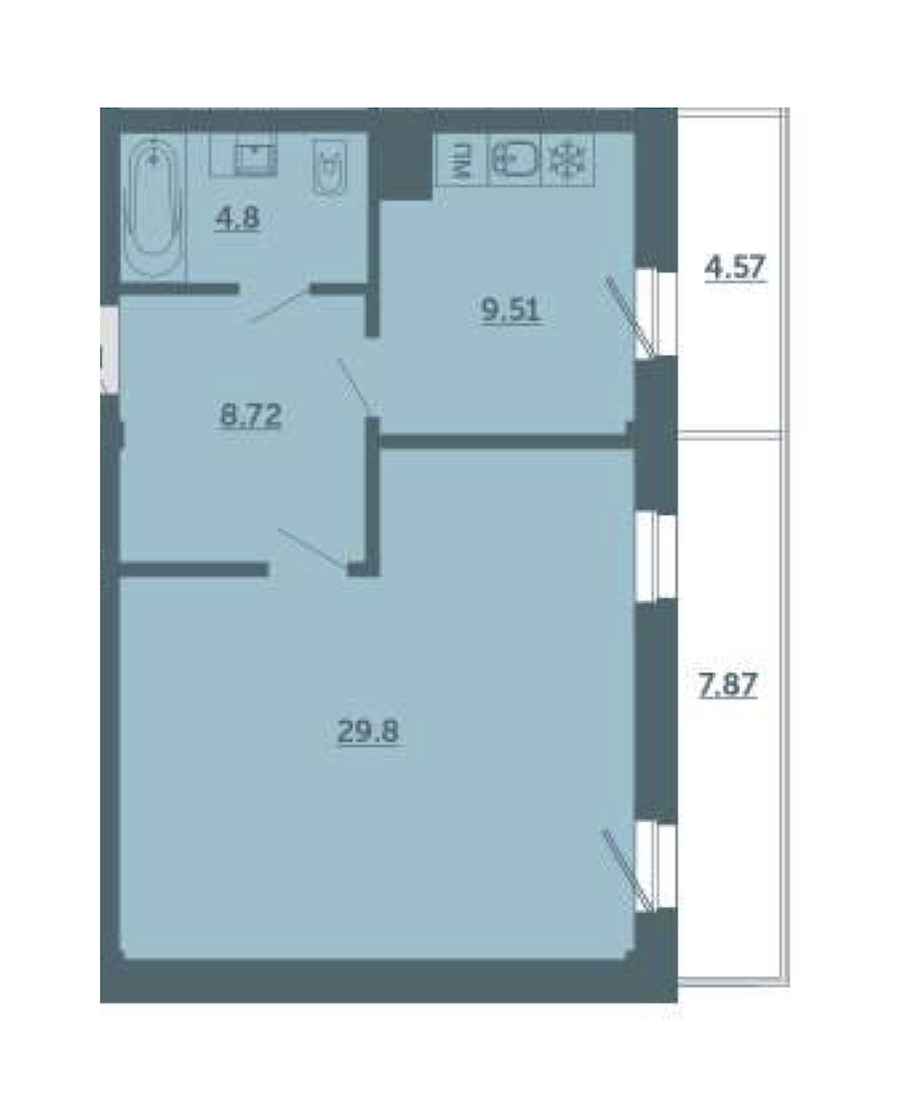 1-комнатная, 57 м² — ЖК ЖК Лахта Парк