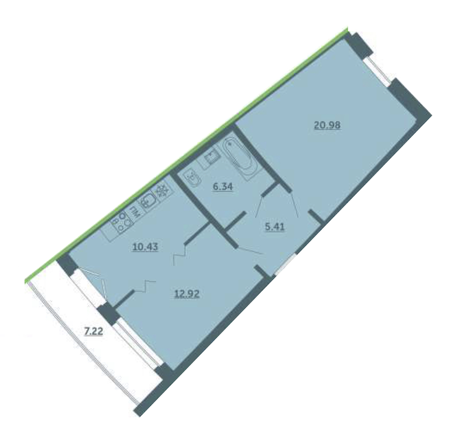 2-комнатная, 58 м² — ЖК ЖК Лахта Парк