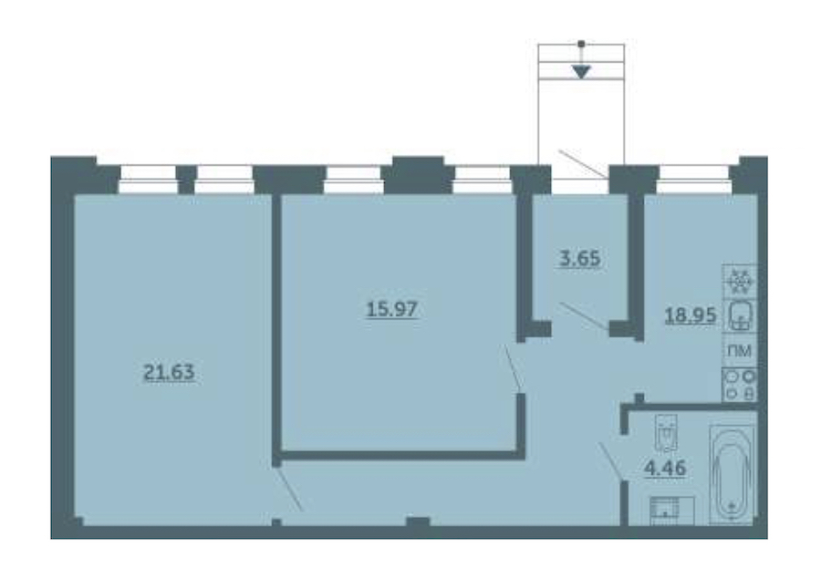 2-комнатная, 65 м² — ЖК ЖК Лахта Парк