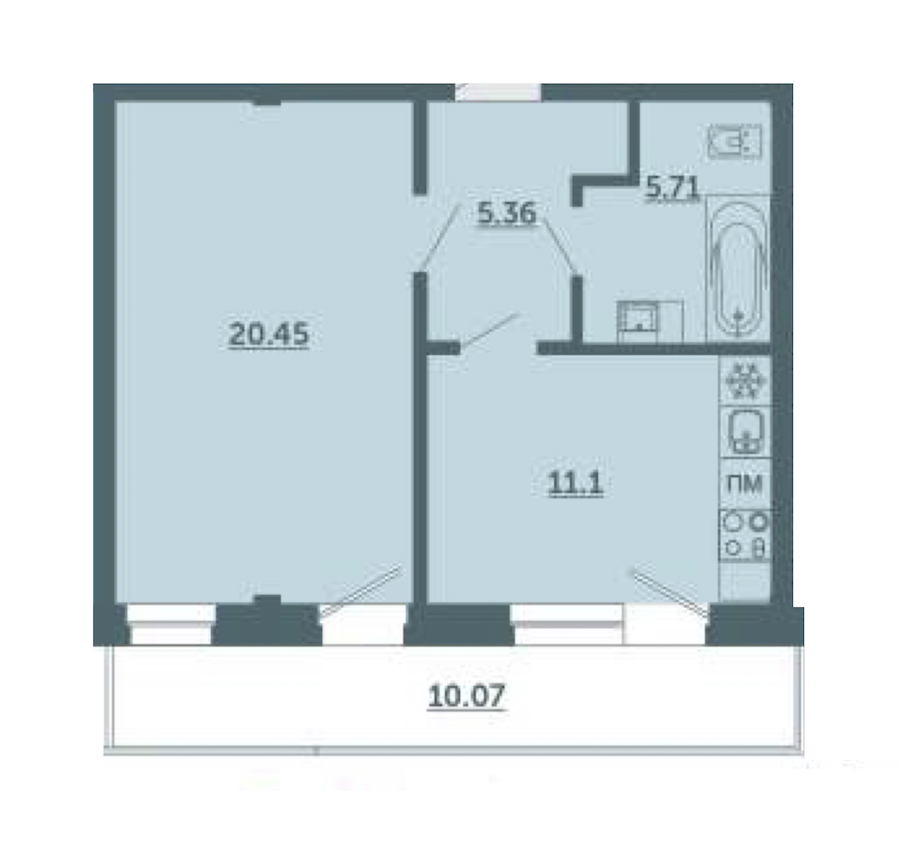 1-комнатная, 46 м² — ЖК ЖК Лахта Парк