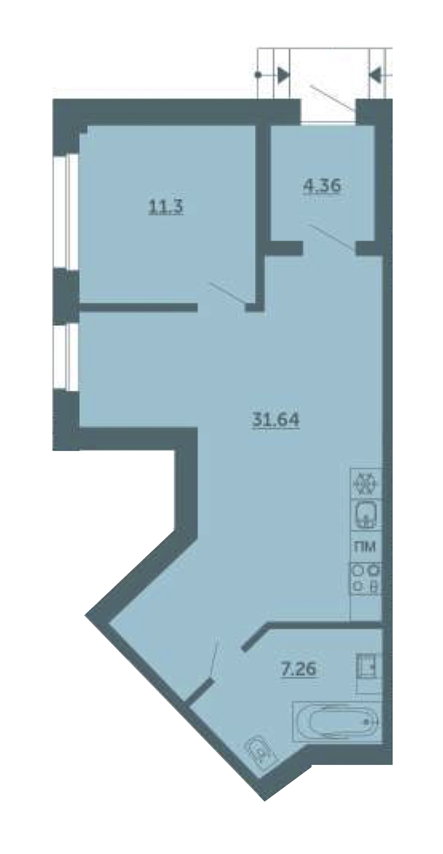 1-комнатная, 55 м² — ЖК ЖК Лахта Парк