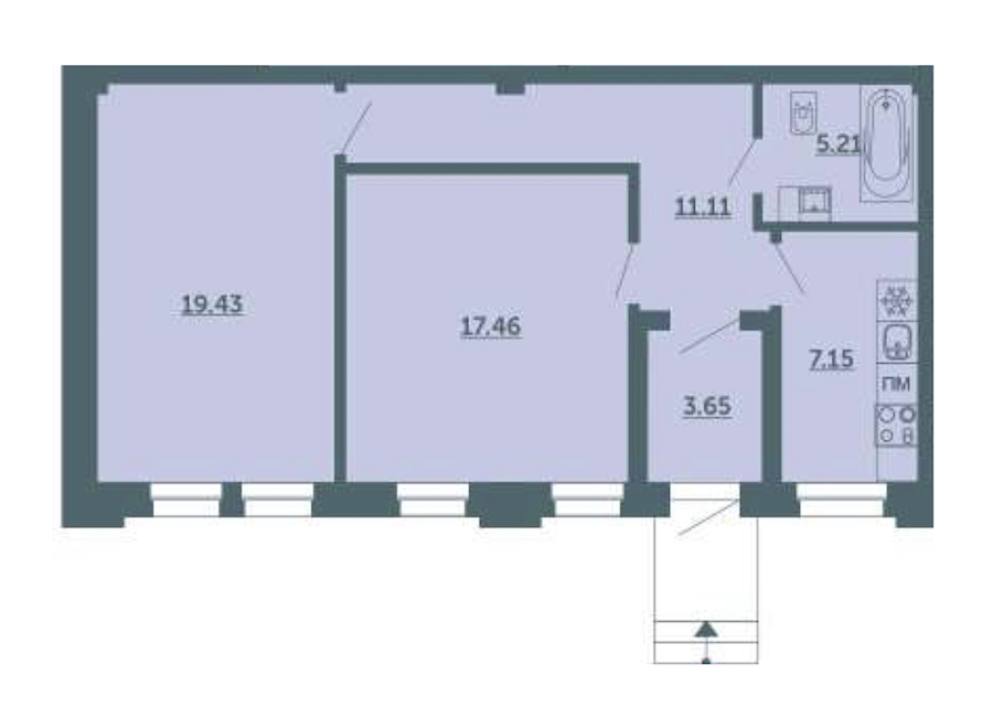 2-комнатная, 64 м² — ЖК ЖК Лахта Парк