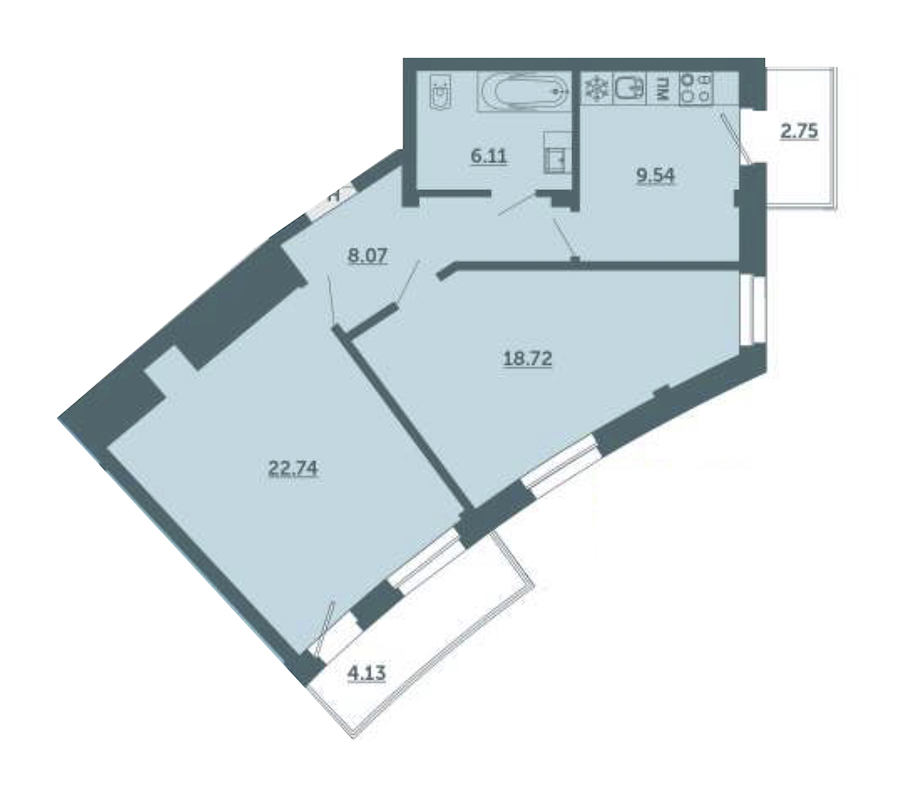 2-комнатная, 67 м² — ЖК ЖК Лахта Парк