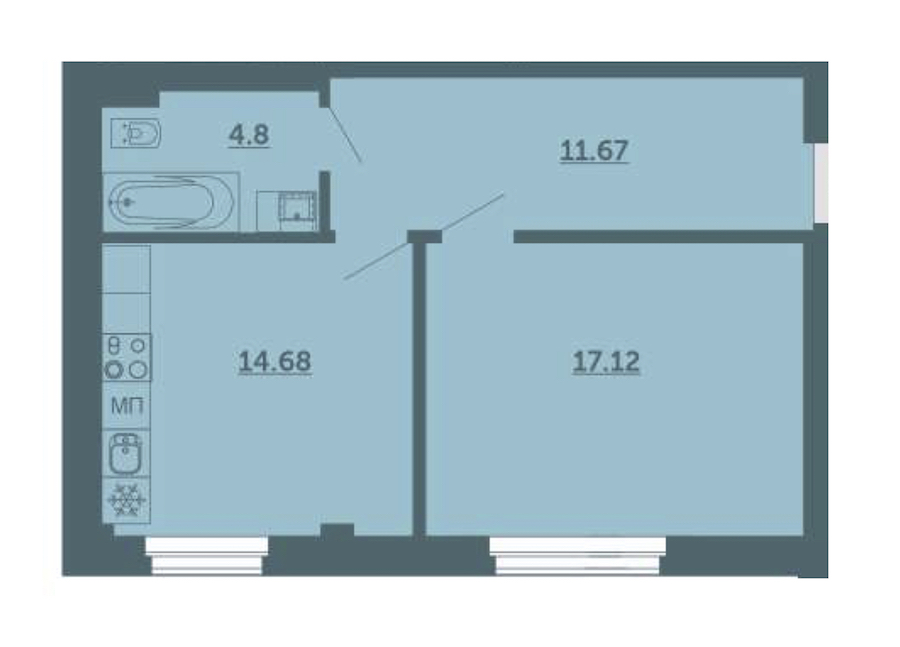 1-комнатная, 48 м² — ЖК ЖК Лахта Парк