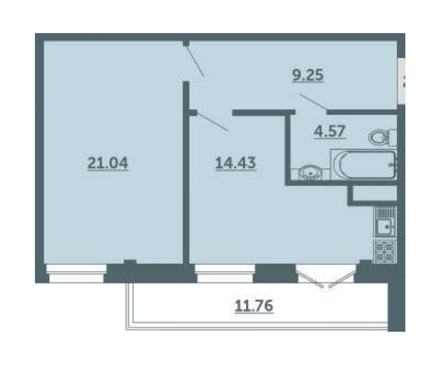 1-комнатная, 53 м² — ЖК ЖК Лахта Парк