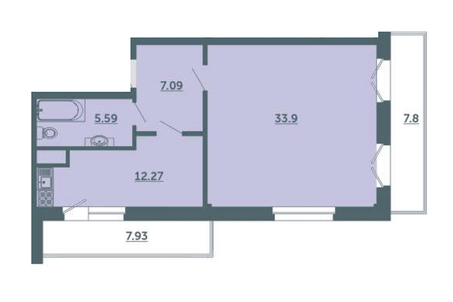 1-комнатная, 64 м² — ЖК ЖК Лахта Парк