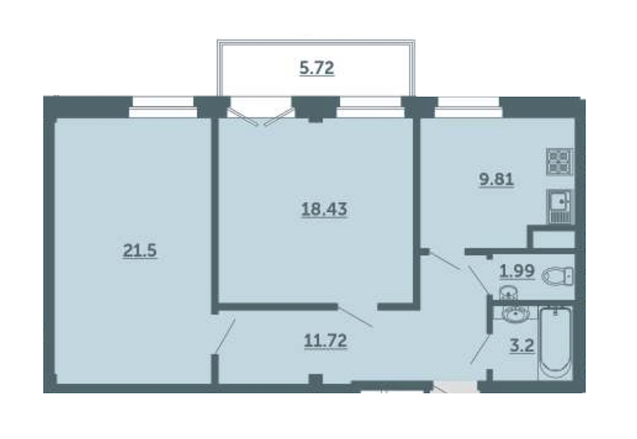 2-комнатная, 68 м² — ЖК ЖК Лахта Парк