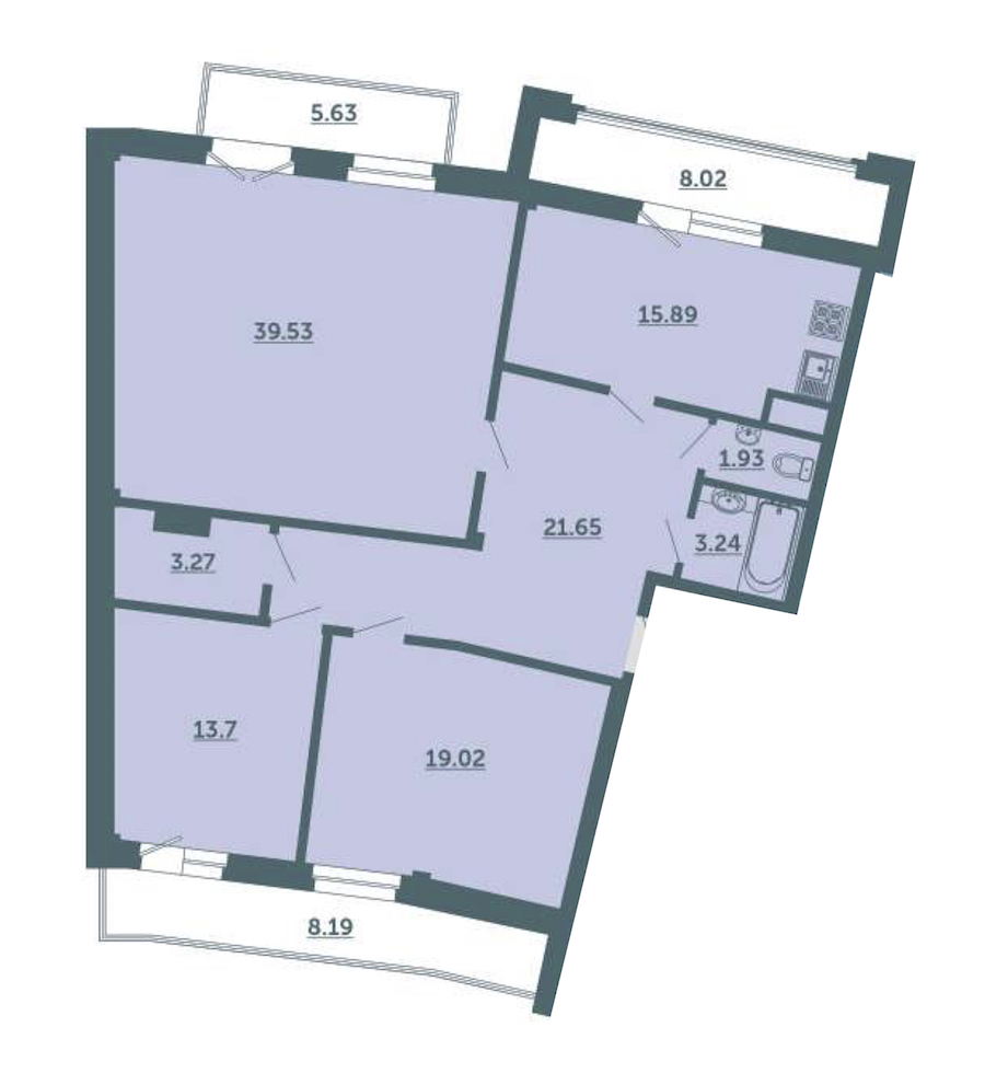 3-комнатная, 125 м² — ЖК ЖК Лахта Парк