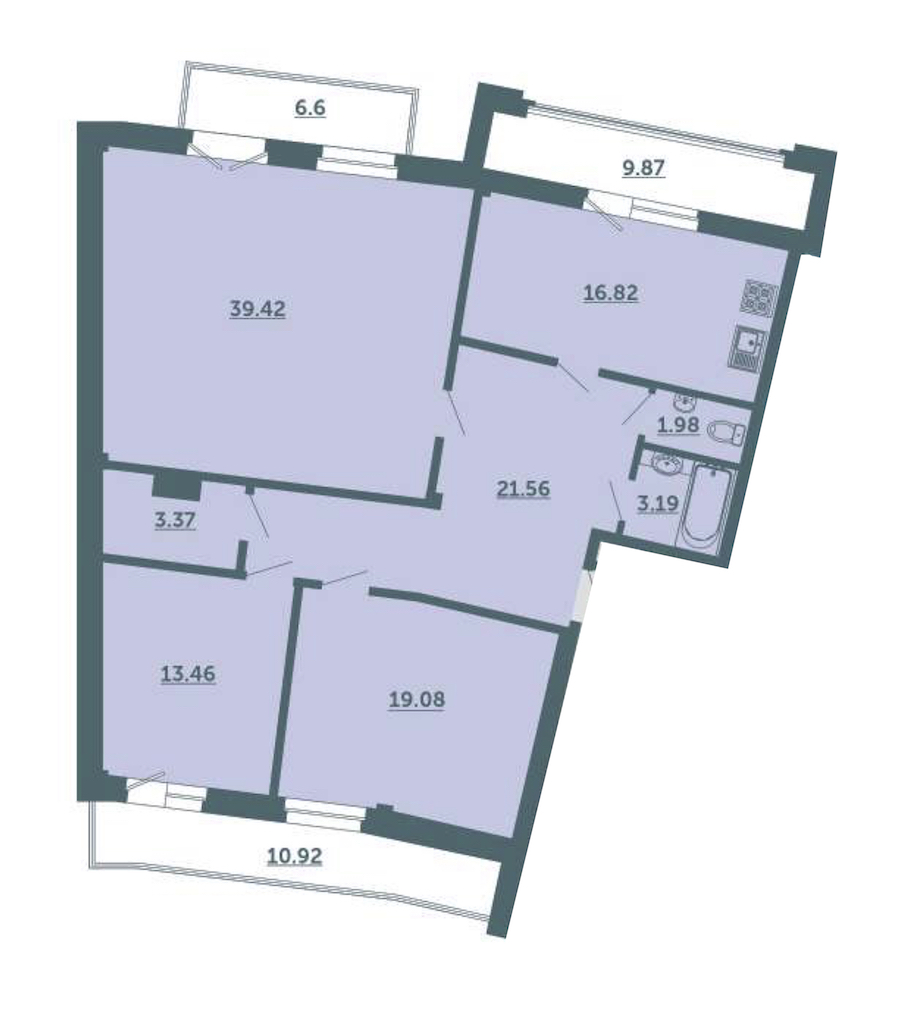 3-комнатная, 127 м² — ЖК ЖК Лахта Парк
