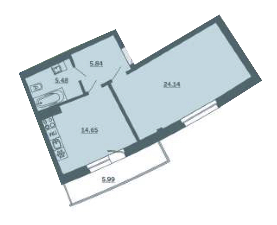 1-комнатная, 52 м² — ЖК ЖК Лахта Парк