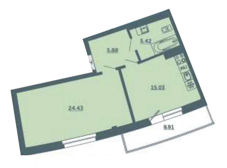 1-комнатная, 53 м² — ЖК ЖК Лахта Парк