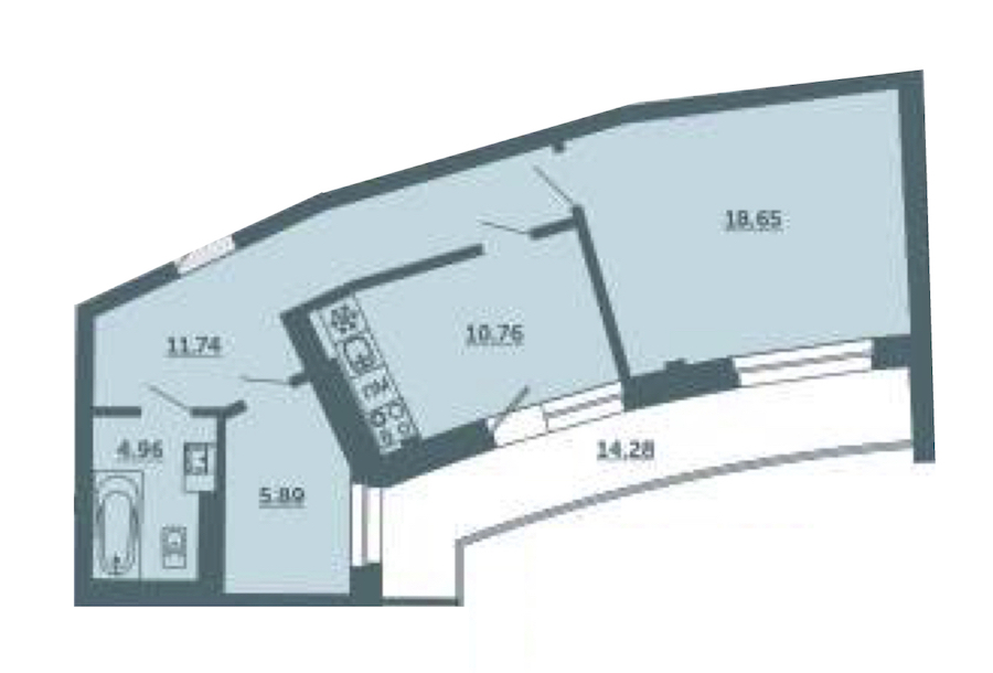 1-комнатная, 56 м² — ЖК ЖК Лахта Парк