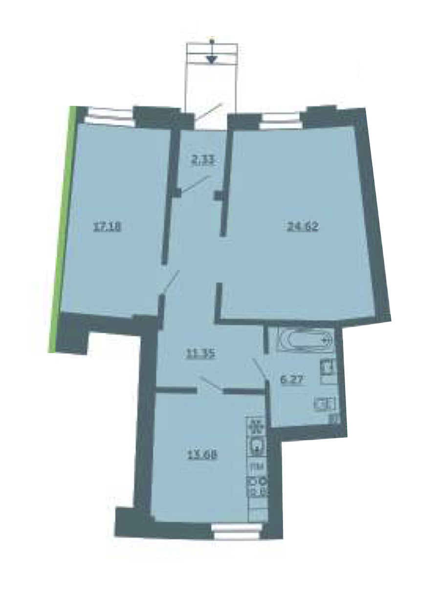 2-комнатная, 75 м² — ЖК ЖК Лахта Парк