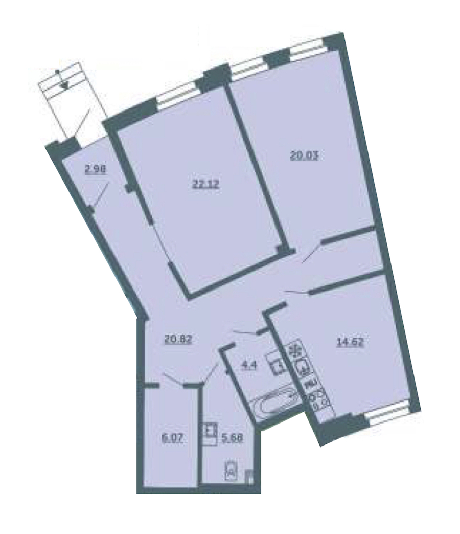 2-комнатная, 97 м² — ЖК ЖК Лахта Парк