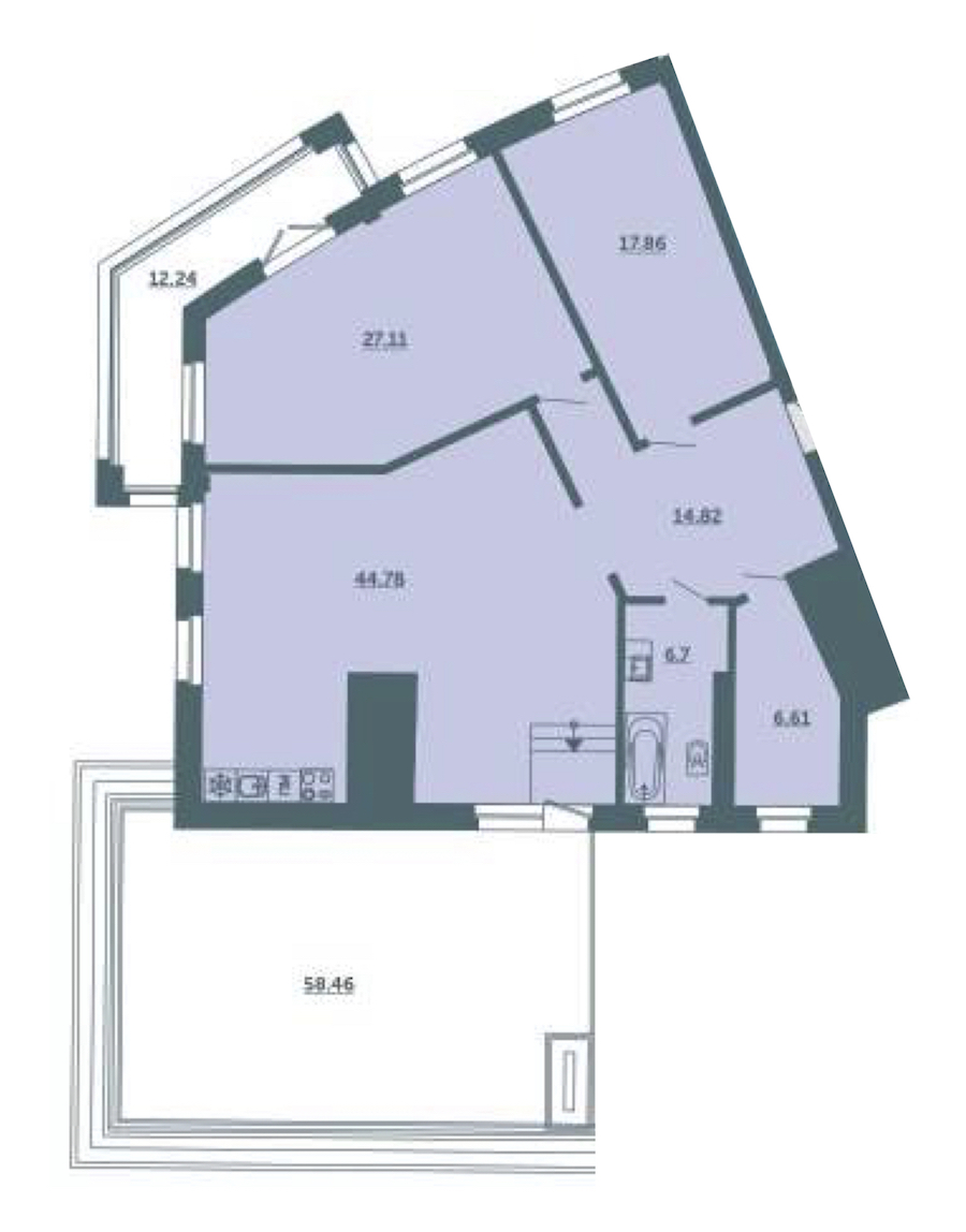 2-комнатная, 122 м² — ЖК ЖК Лахта Парк