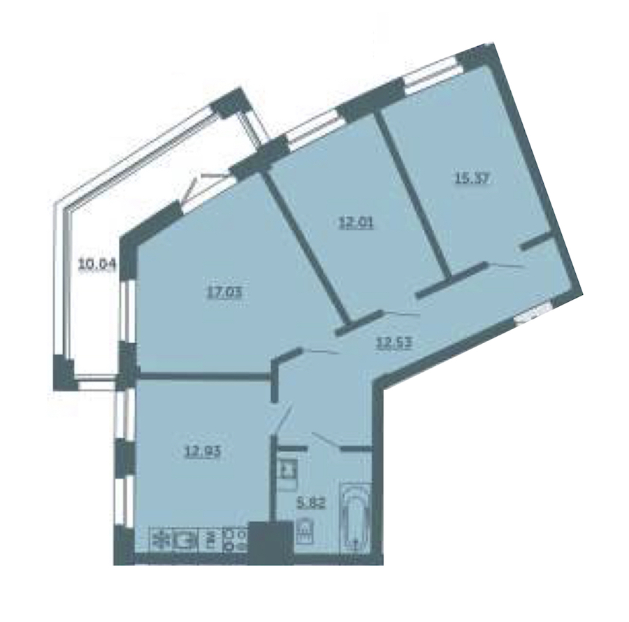 3-комнатная, 79 м² — ЖК ЖК Лахта Парк