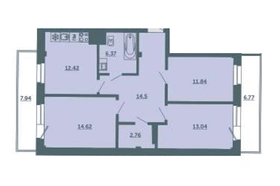 3-комнатная, 80 м² — ЖК ЖК Лахта Парк