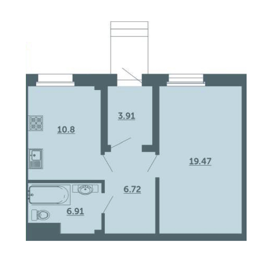 1-комнатная, 48 м² — ЖК ЖК Лахта Парк