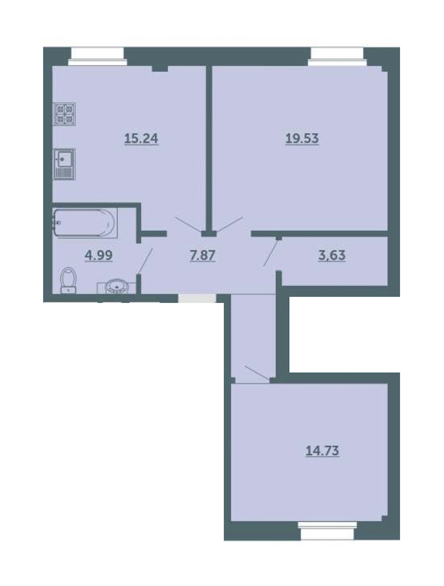 2-комнатная, 66 м² — ЖК ЖК Лахта Парк