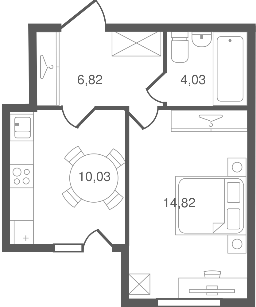 1-комнатная, 36 м² — ЖК ЖК Ювента