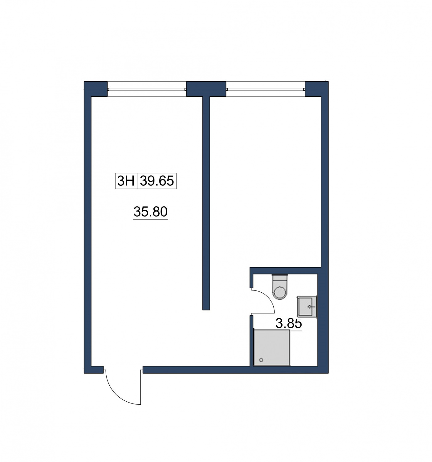 1-комнатная, 40 м² — ЖК ЖК Курортный